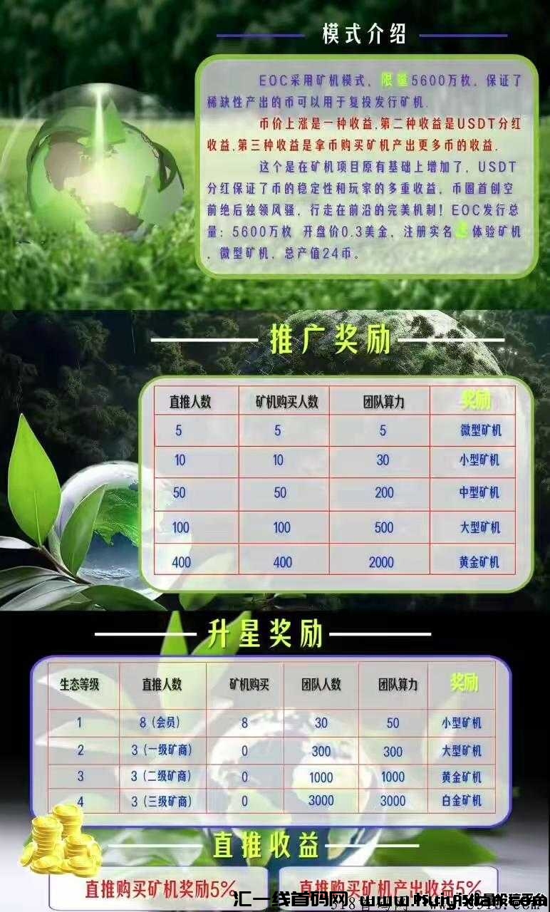 环保EOC零撸界的天花板，送月产120环保币旷机活动进行中-汇一线首码网