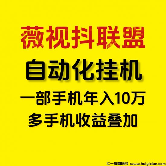 薇视抖联盟一键自动化褂机，新手小白的福音！-汇一线首码网