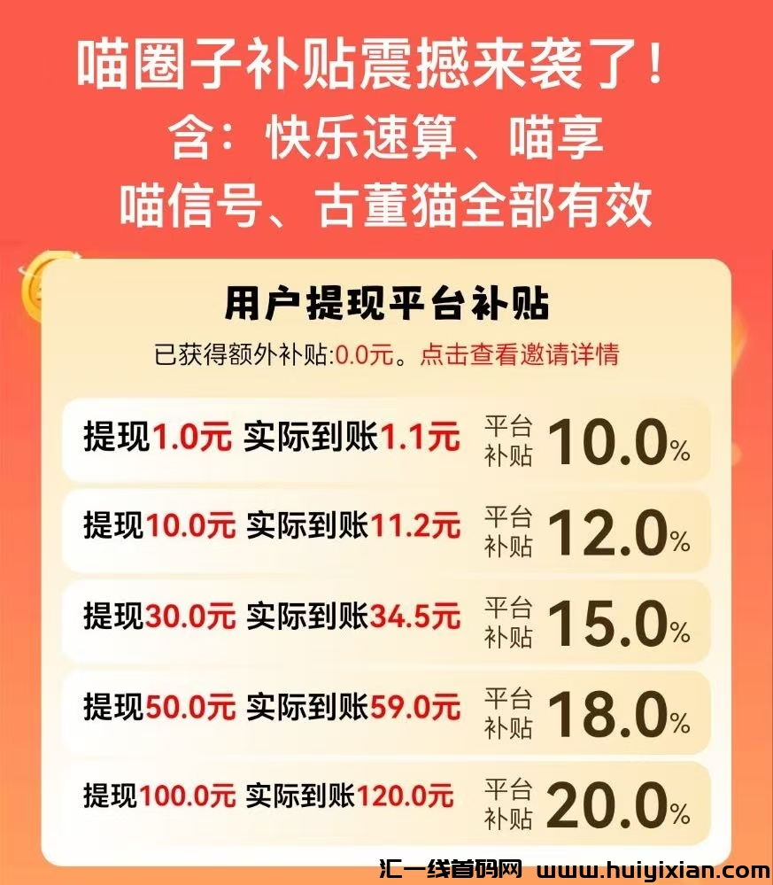 首码喵圈子刚上线一秒，维一苹果安卓都可以玩的平/台-汇一线首码网